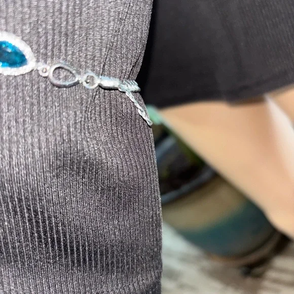 Multicolor Teardrop Crystal Bracelet - Elegant Silver Tone - Picture 4 of 7